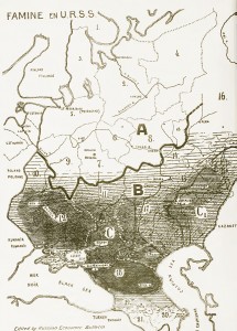 Карта районов СССР, охваченных в 1933 году голодом